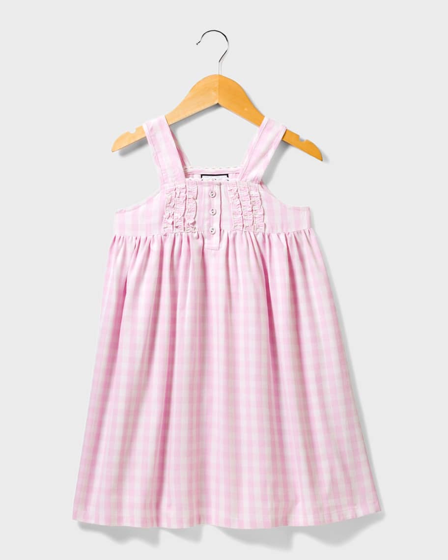 Petite Plume Kid's Charlotte Gingham Ruffle Sleeveless Nightgown, Size ...