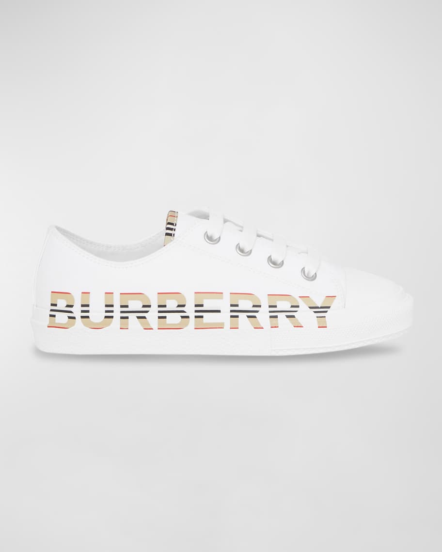 Burberry Kid's Larkhall Icon Stripe Logo Gabardine Sneakers, Toddler/Kids | Neiman Marcus