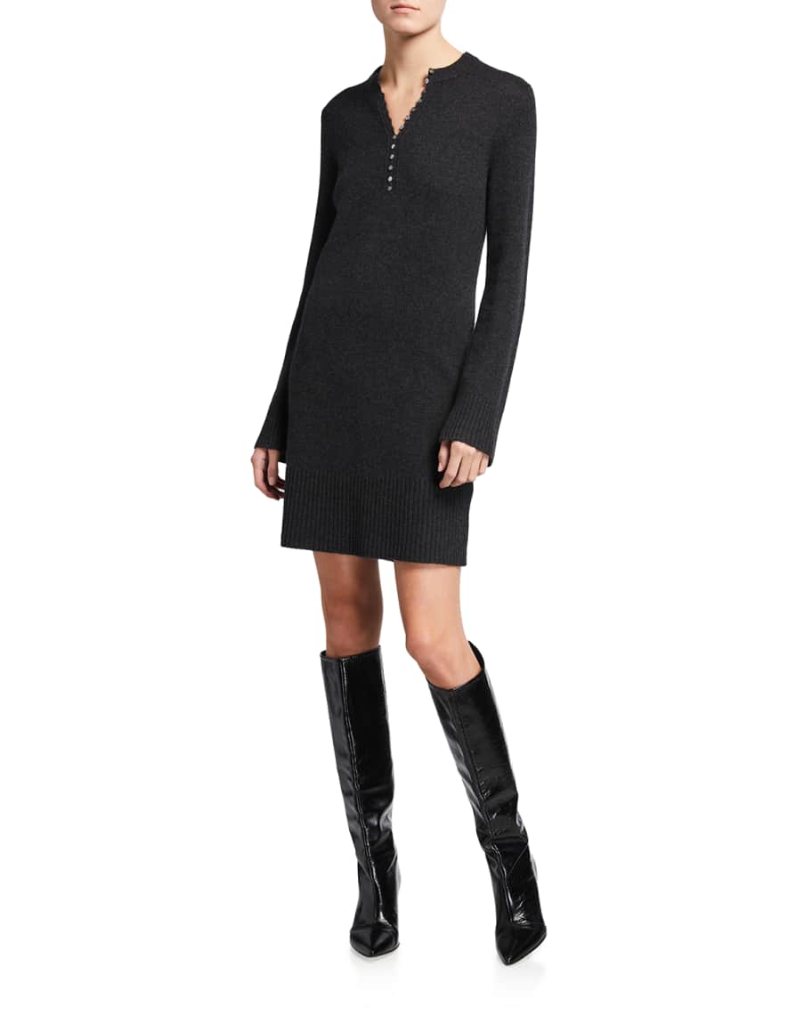 Theory Cashmere Henley Sweater Dress Neiman Marcus
