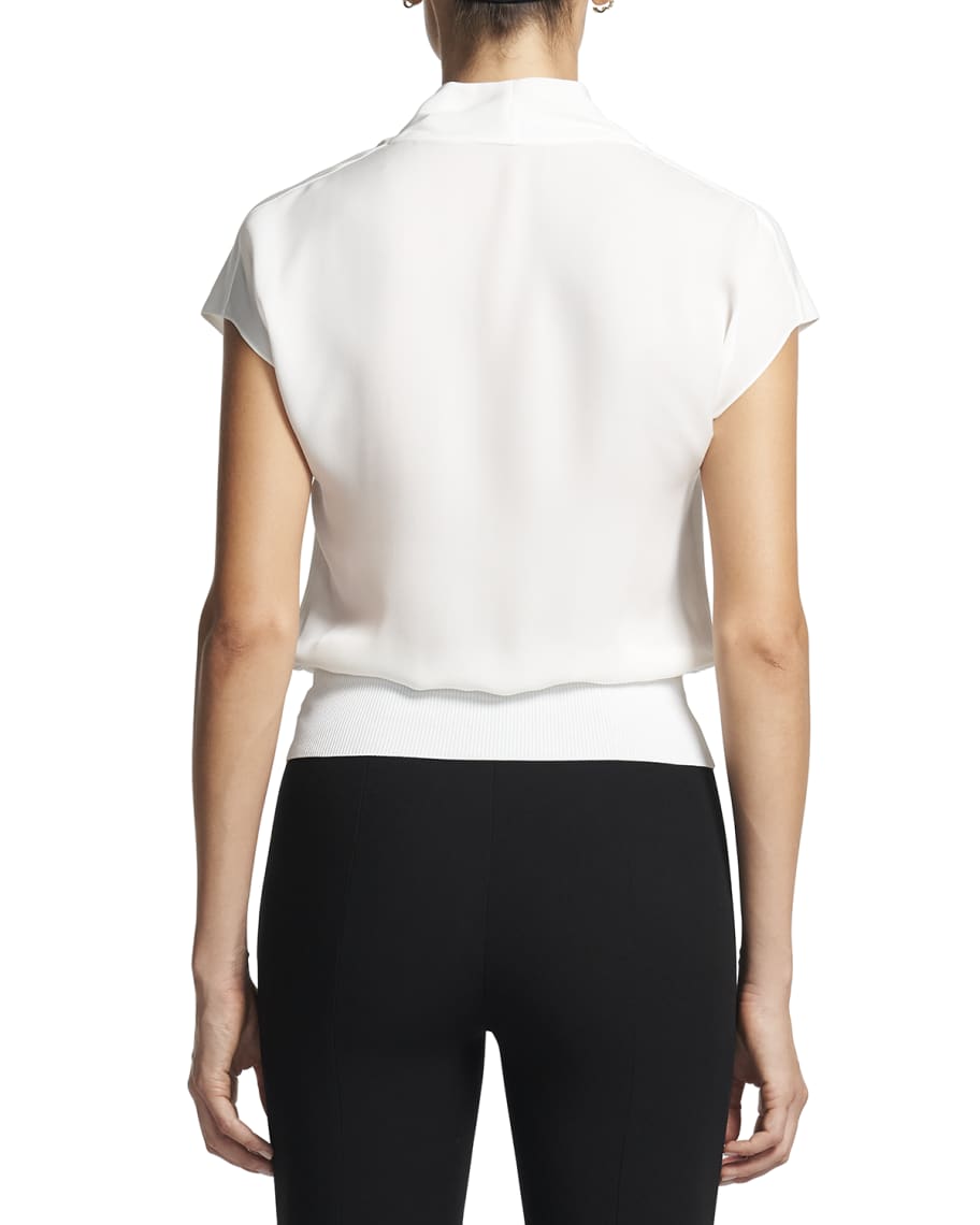 Image 2 of 5: Short-Sleeve Drape Silk Combo Top