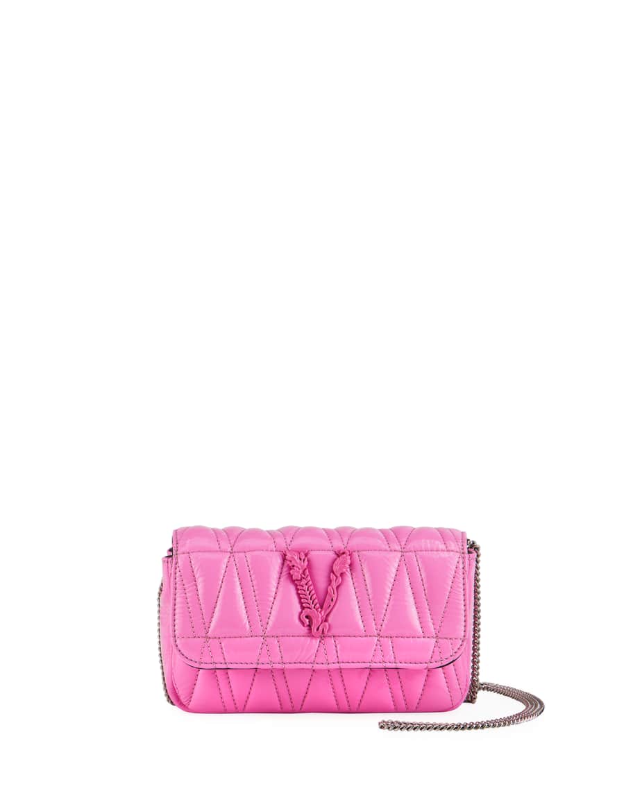 Versace Virtus Mini Quilted Lamb Crossbody Bag | Neiman Marcus