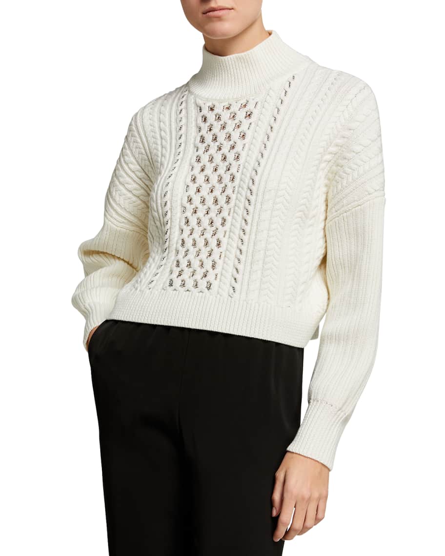 SIMKHAI Gia Cable-Knit Turtleneck Sweater | Neiman Marcus