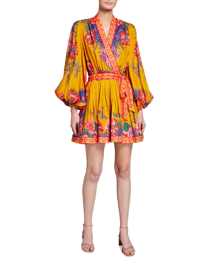 Zimmermann The Lovestruck Pleated Mini Wrap Dress Neiman Marcus