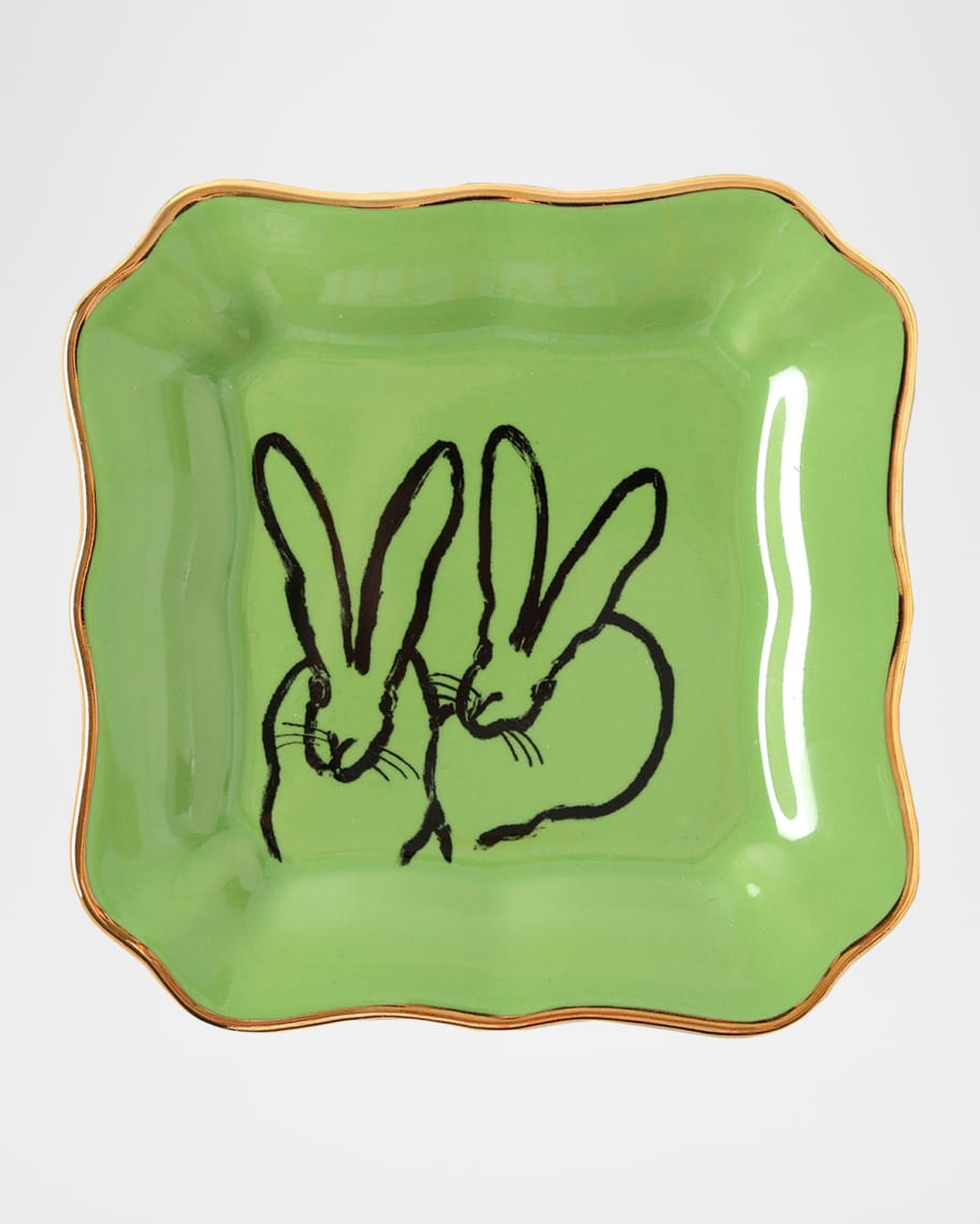Hunt Slonem Bunny Portrait Plate - Green