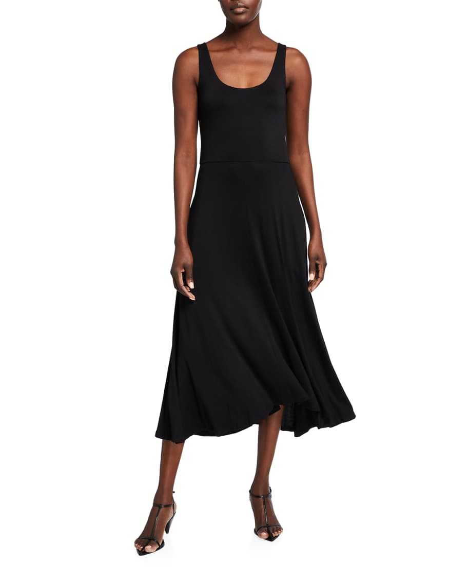 Vince Full-Skirt Scoop-Neck Dress | Neiman Marcus