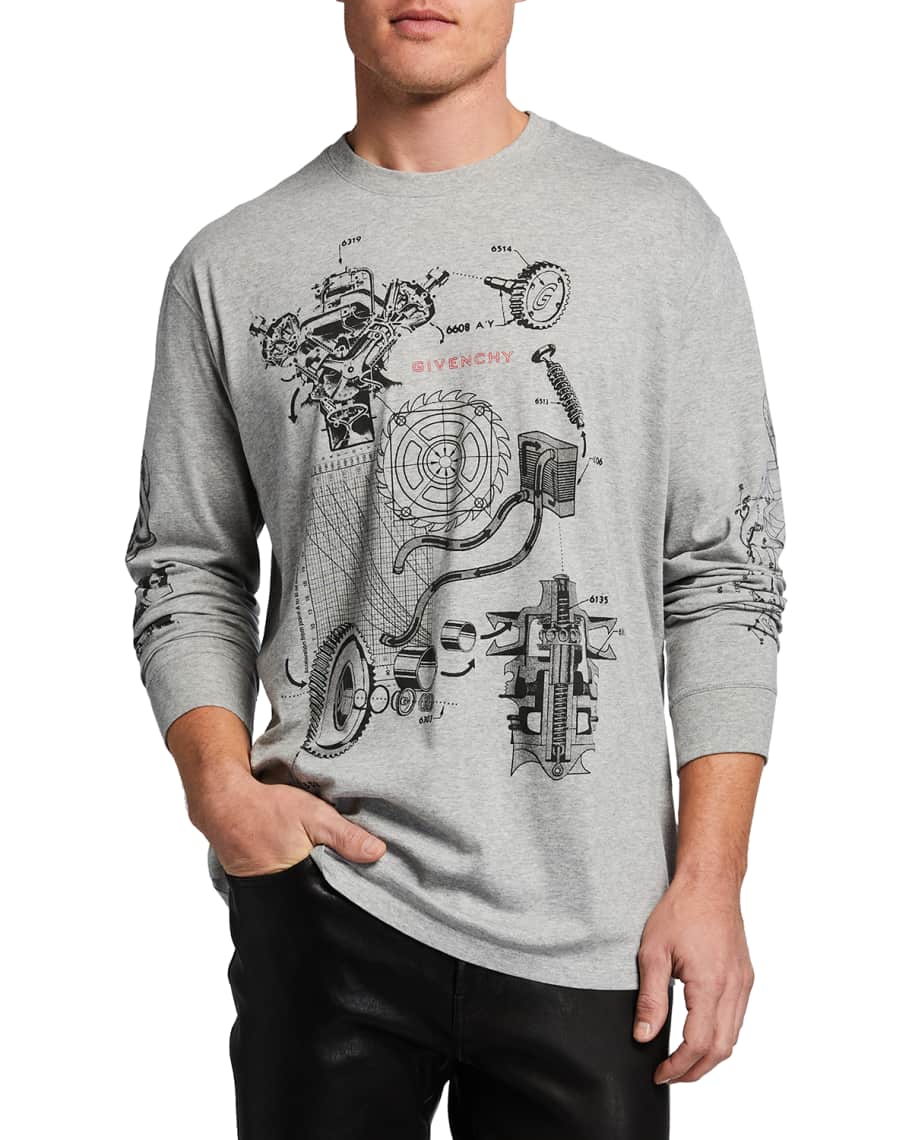 Givenchy Men s Oversized Schematics Long Sleeve T Shirt Neiman