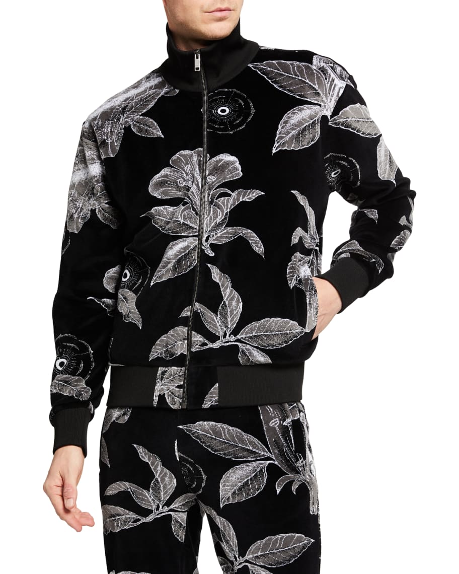 Givenchy Men s Floral Schematics Velvet Track Jacket Neiman Marcus