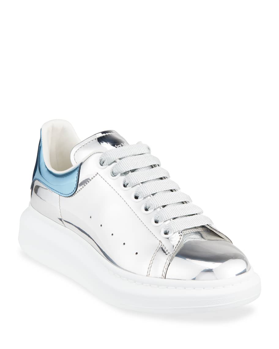 alexander mcqueen metallic leather sneakers