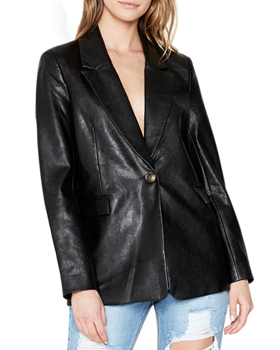 Bardot Vegan Leather Oversized Blazer | Neiman Marcus