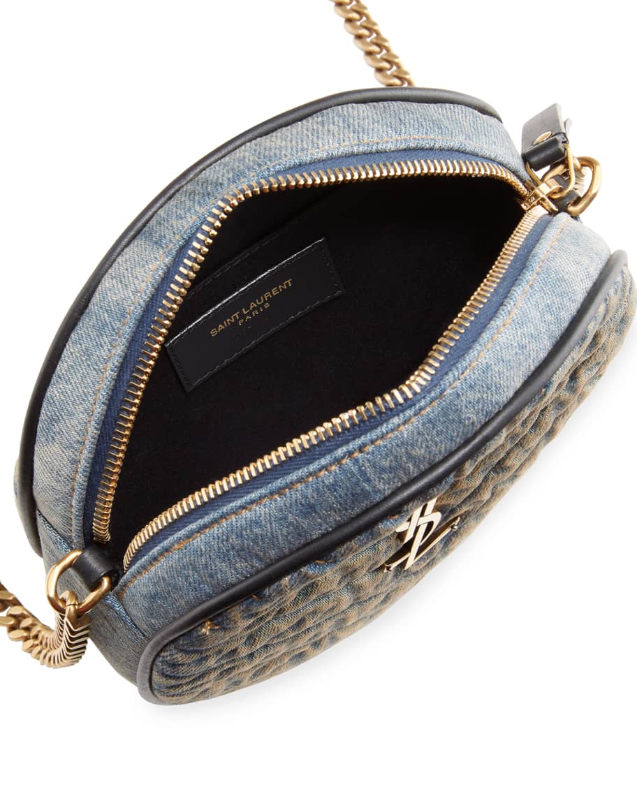 Saint Laurent Round Quilted Denim Crossbody Bag Neiman Marcus