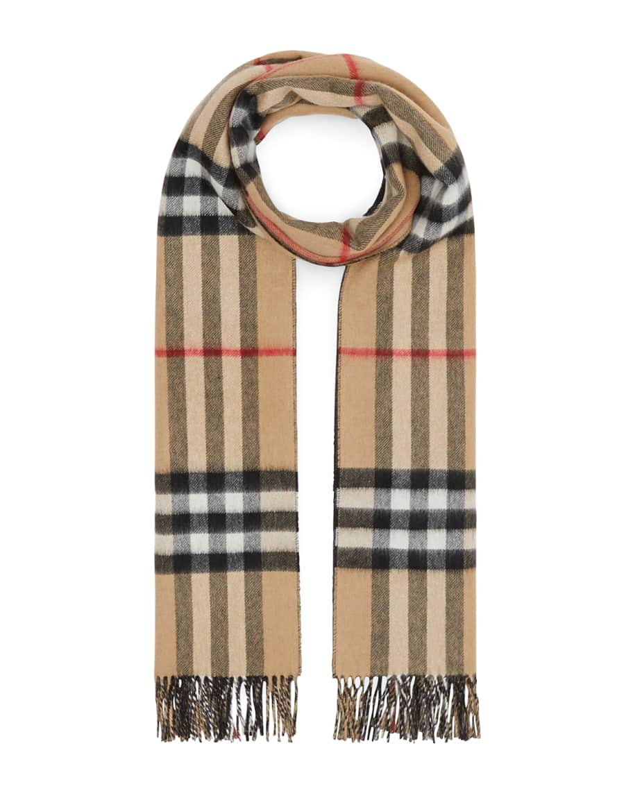 Burberry Check Cashmere Reversible Scarf, Pink