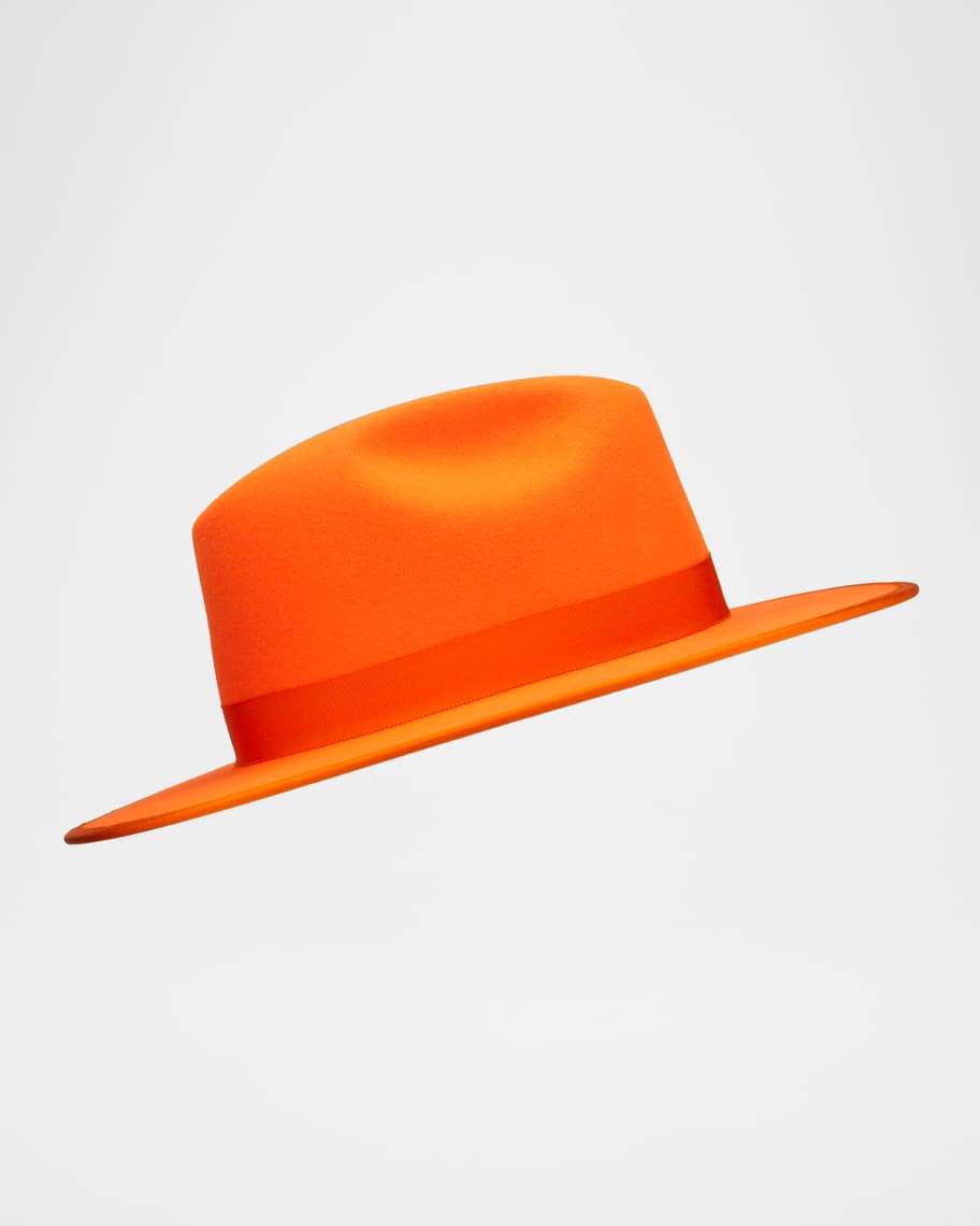 Image 1 of 2: Men's Queen Red-Brim Wool Fedora Hat