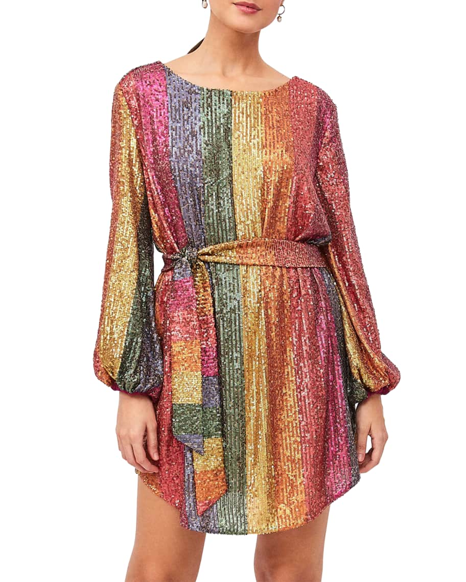 Farm Rio Rainbow Sequin Mini Dress | Neiman Marcus
