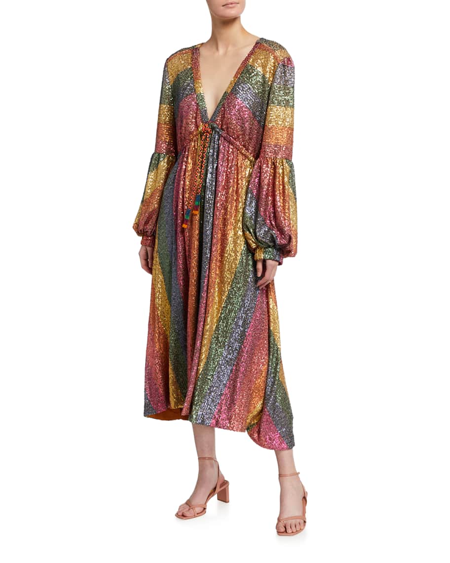 Farm Rio Rainbow Sequin Midi Dress ...