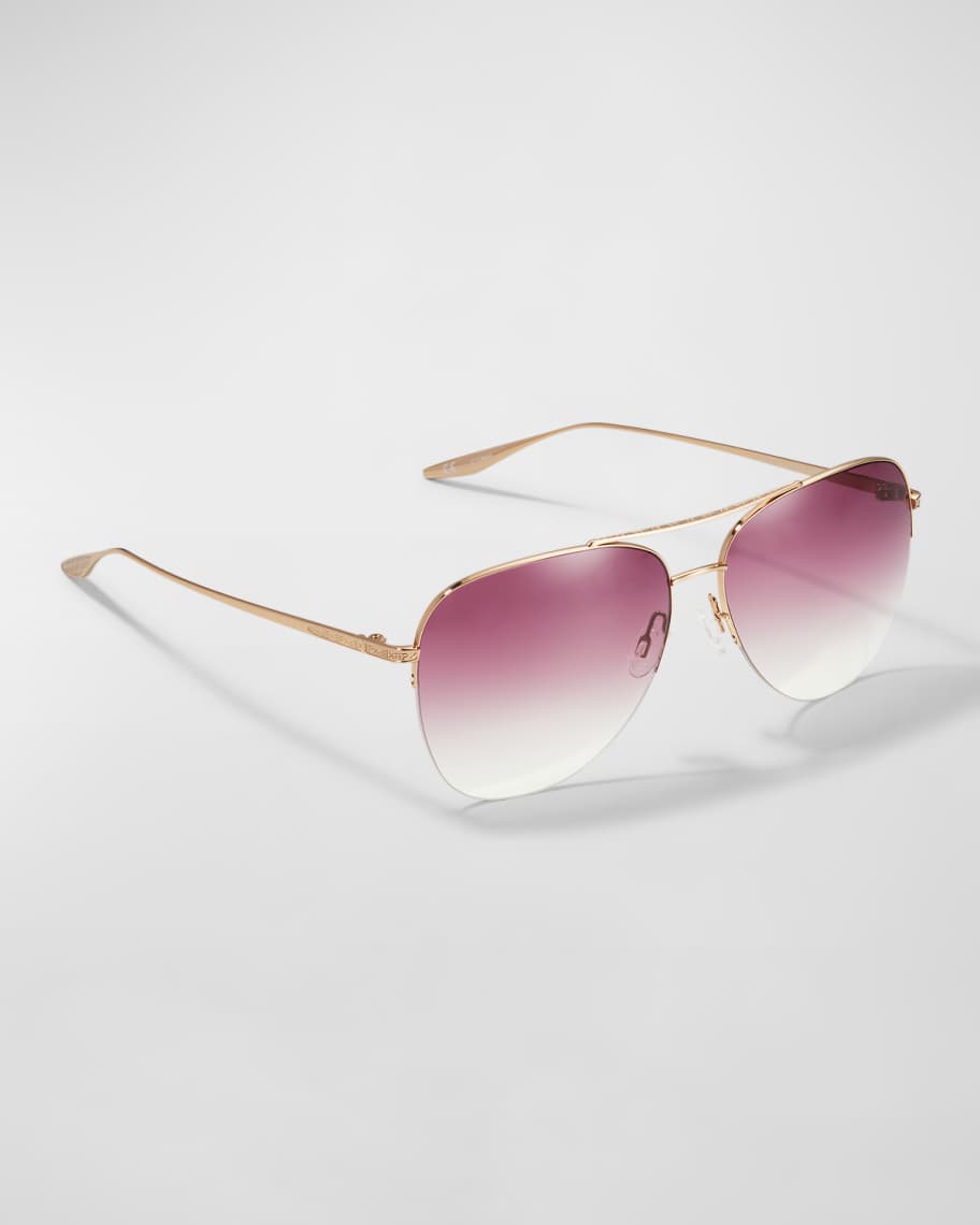Barton Perreira Chevalier Semi Rimless Metal Aviator Sunglasses