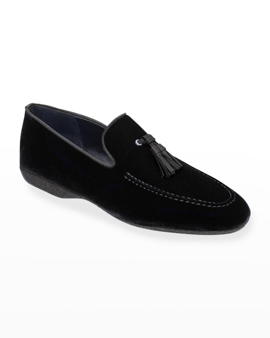 Paul Stuart Black Velvet Tassel Loafers Paul Stuart Men main image 4