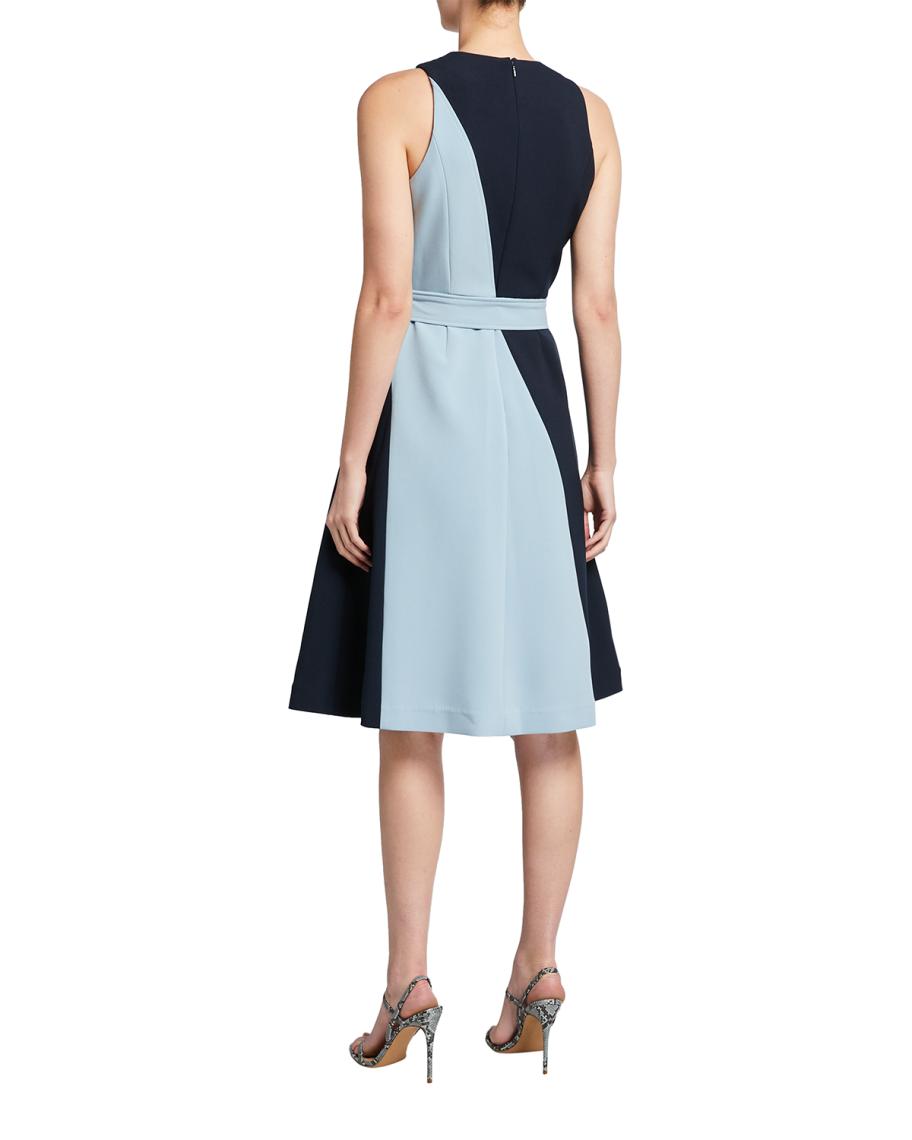 Toccin Side Swipe Colorblock Belted Dress | Neiman Marcus