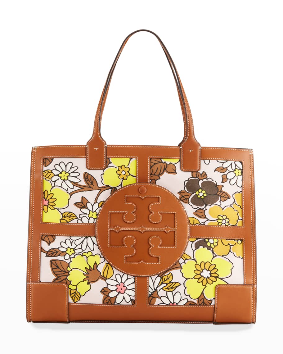 Tory Burch Pink Floral Print Nylon and Leather Ella Tote Tory Burch