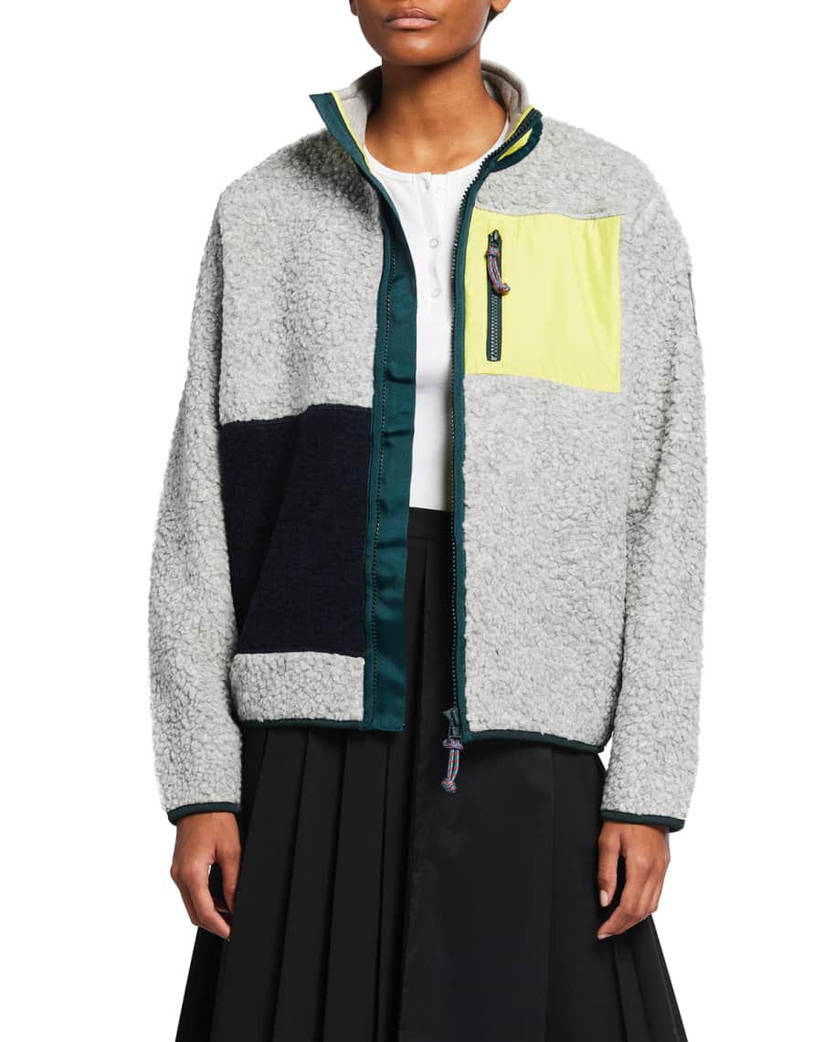 Tory Sport Fleece Colorblock Zip Front Jacket Neiman Marcus