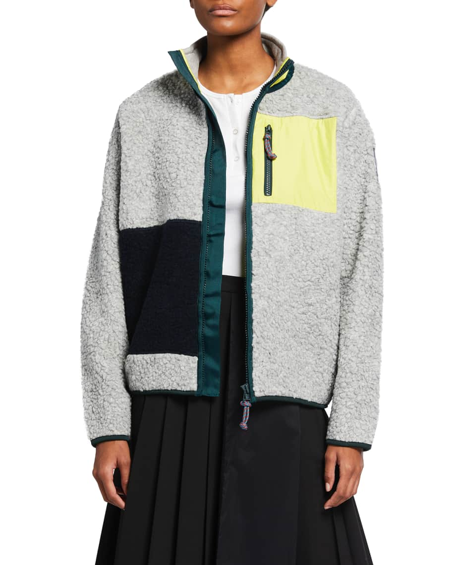 Tory Sport Fleece Colorblock Zip-Front Jacket | Neiman Marcus