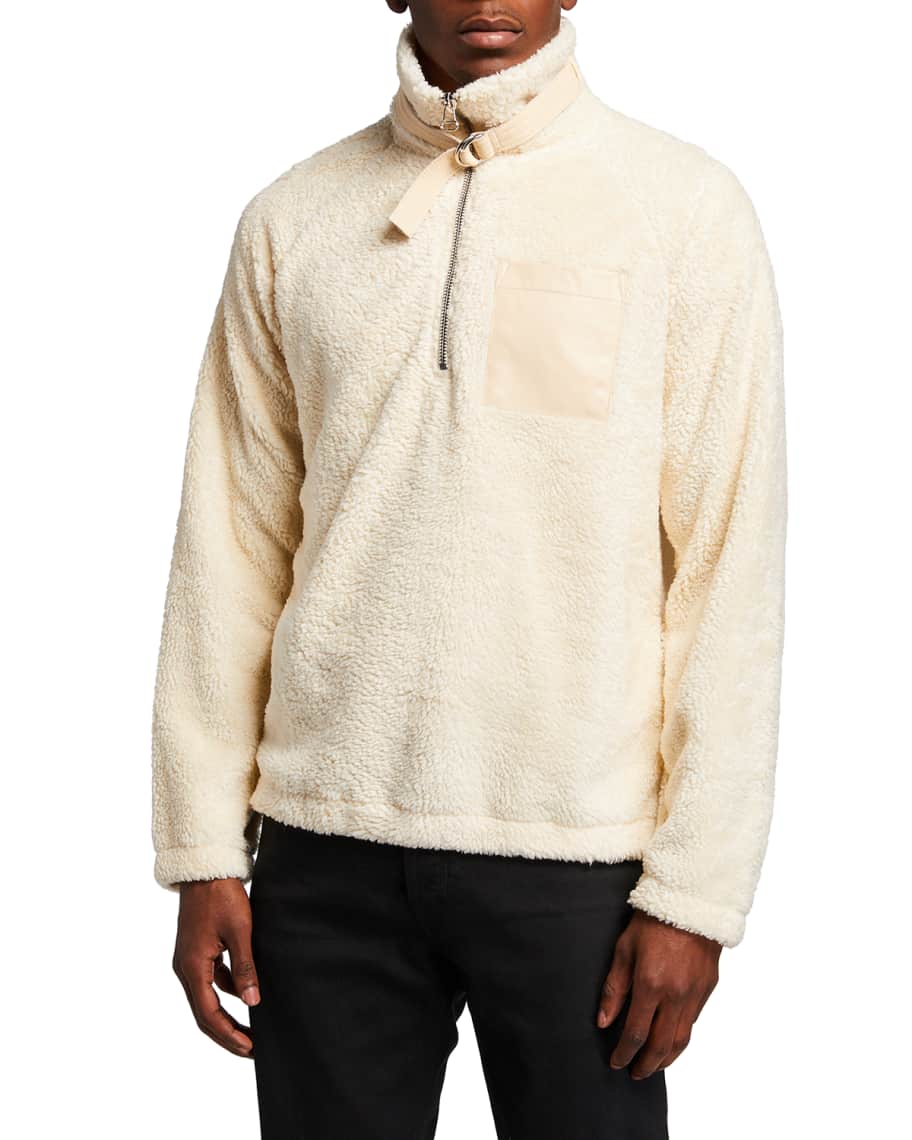 Helmut Lang Men's Sherpa Belted-Collar Pullover Sweater | Neiman Marcus