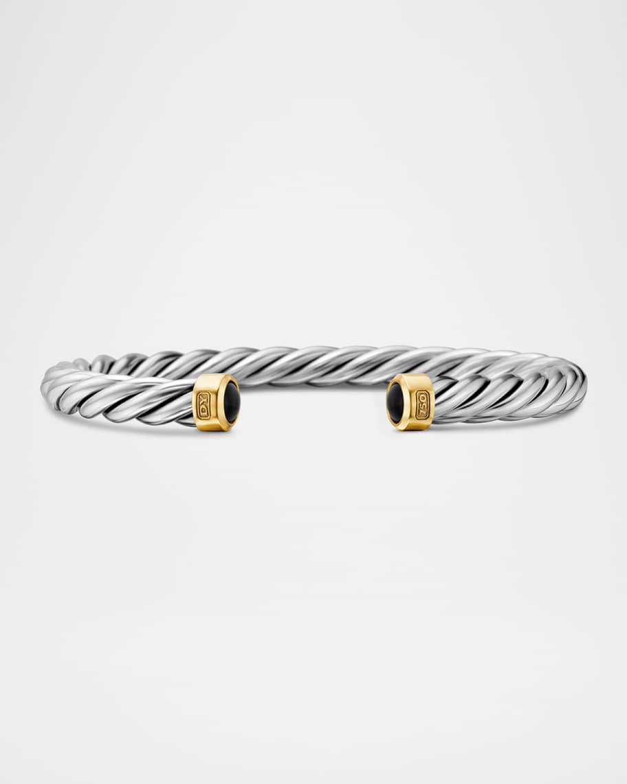 David Yurman Men's Cable Cuff Bracelet in Silver with 18K Gold, 6mm