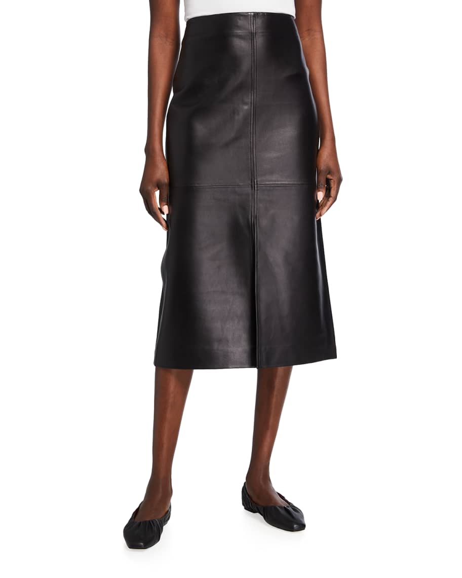 Co Paneled Leather Slit Pencil Skirt | Neiman Marcus