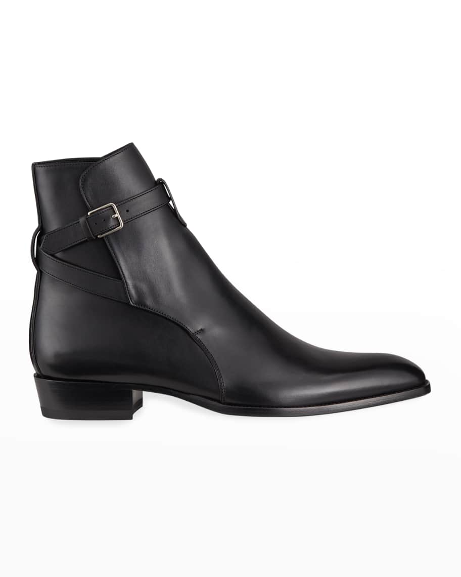 Saint Laurent Men's Jodhpur Leather Ankle Buckle Boots | Neiman Marcus