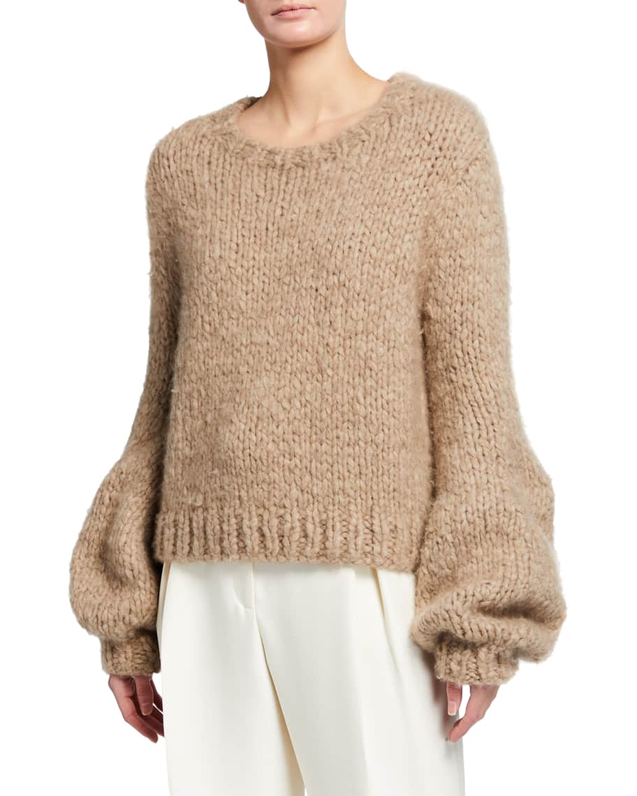 Gabriela Hearst Clarissa Lantern-Sleeve Cashmere Sweater
