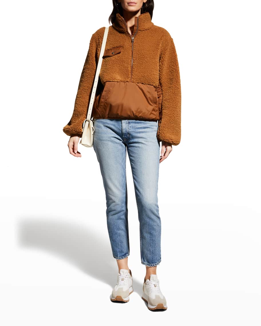 FRAME Fleece Mix Half Zip Pullover Neiman Marcus