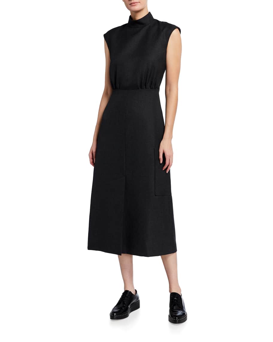 Ganni Lace-Up-Back Wool Suiting Dress | Neiman Marcus