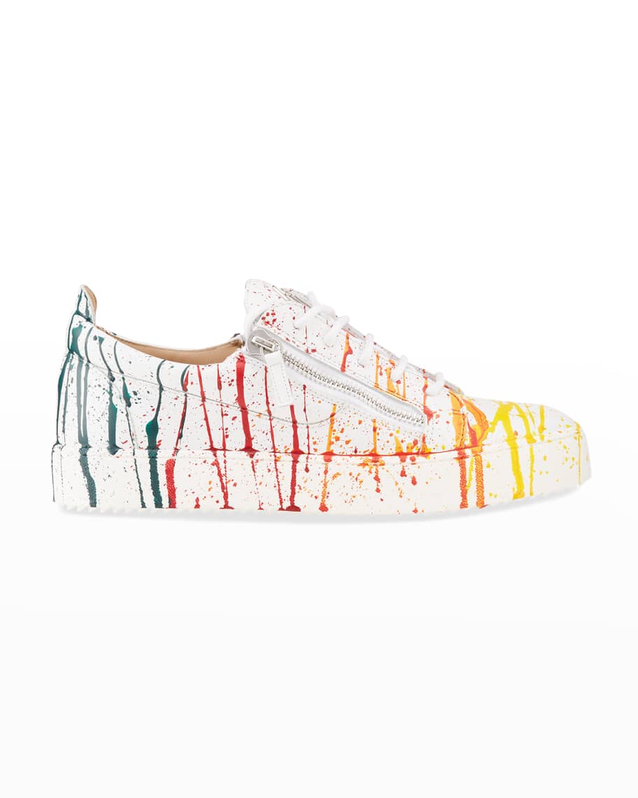 Giuseppe Zanotti Men's Rainbow Paint Splattered Low-Top Sneakers ...