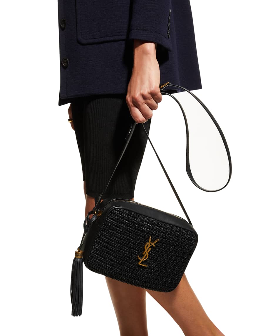 Saint Laurent Lou Medium YSL Monogram Raffia Camera Bag Neiman Marcus