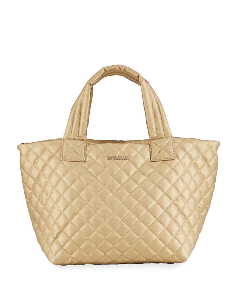 MZ WALLACE Metro Deluxe Small Metallic Quilted Tote Bag | Neiman Marcus