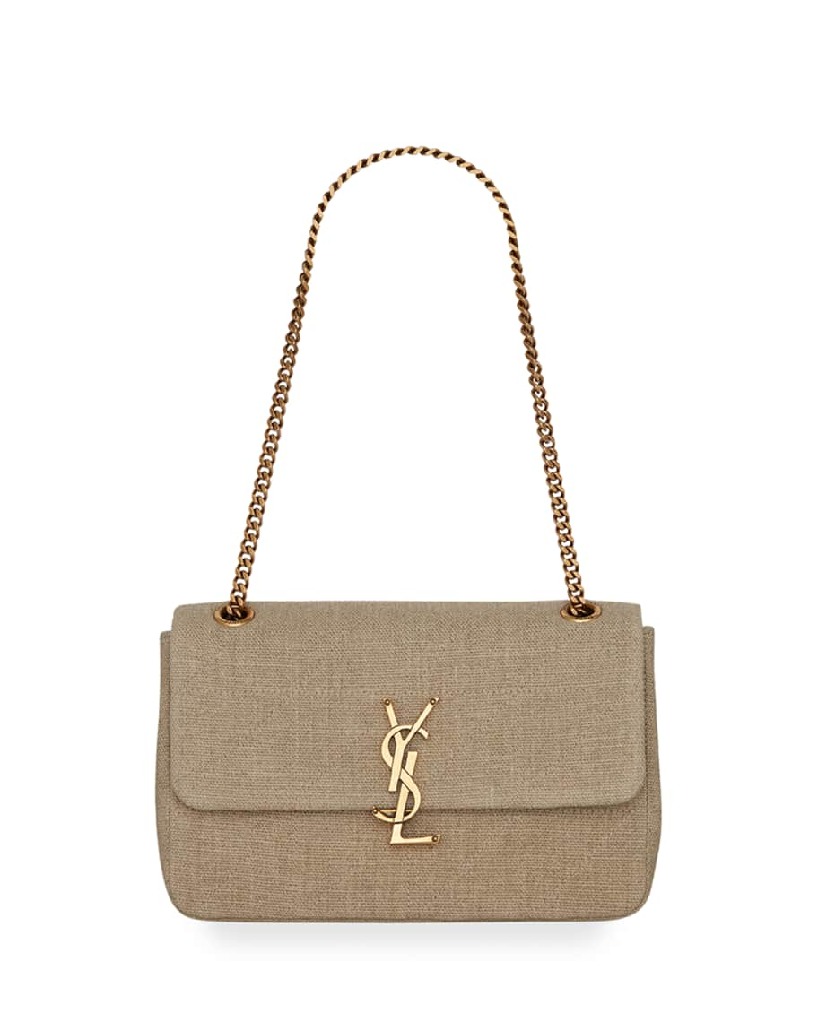 Saint Laurent Jamie Ysl Shearling Chain Shoulder Bag In Natural