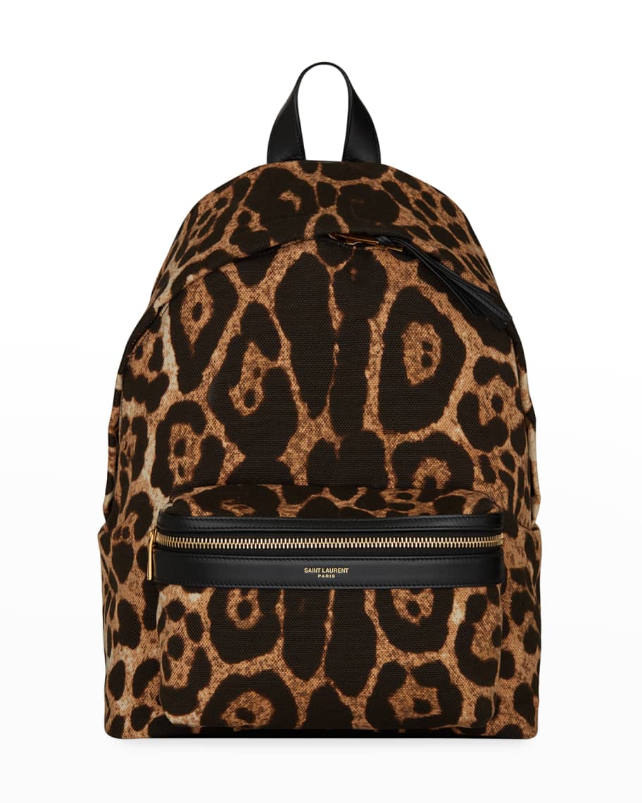 Saint Laurent Mini City Wild Leopard-Print Canvas Backpack | Neiman Marcus