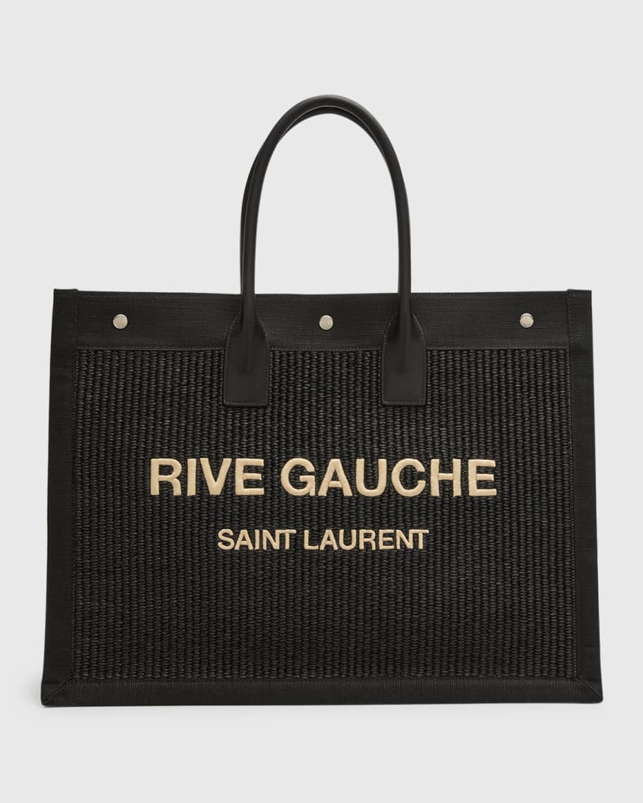Saint Laurent Rive Gauche Tote Bag in Raffia | Neiman Marcus