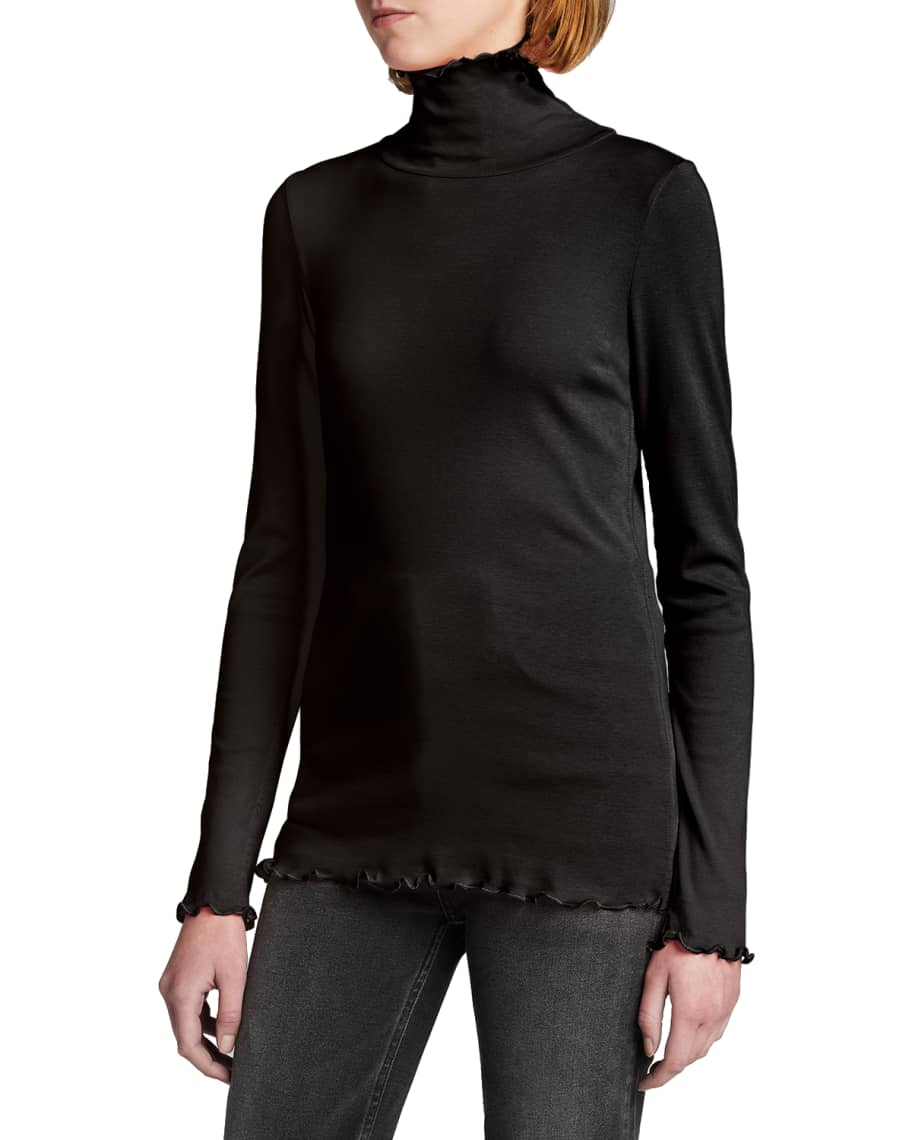 AMO Denim Merrow LettuceEdge Turtleneck Top Neiman Marcus