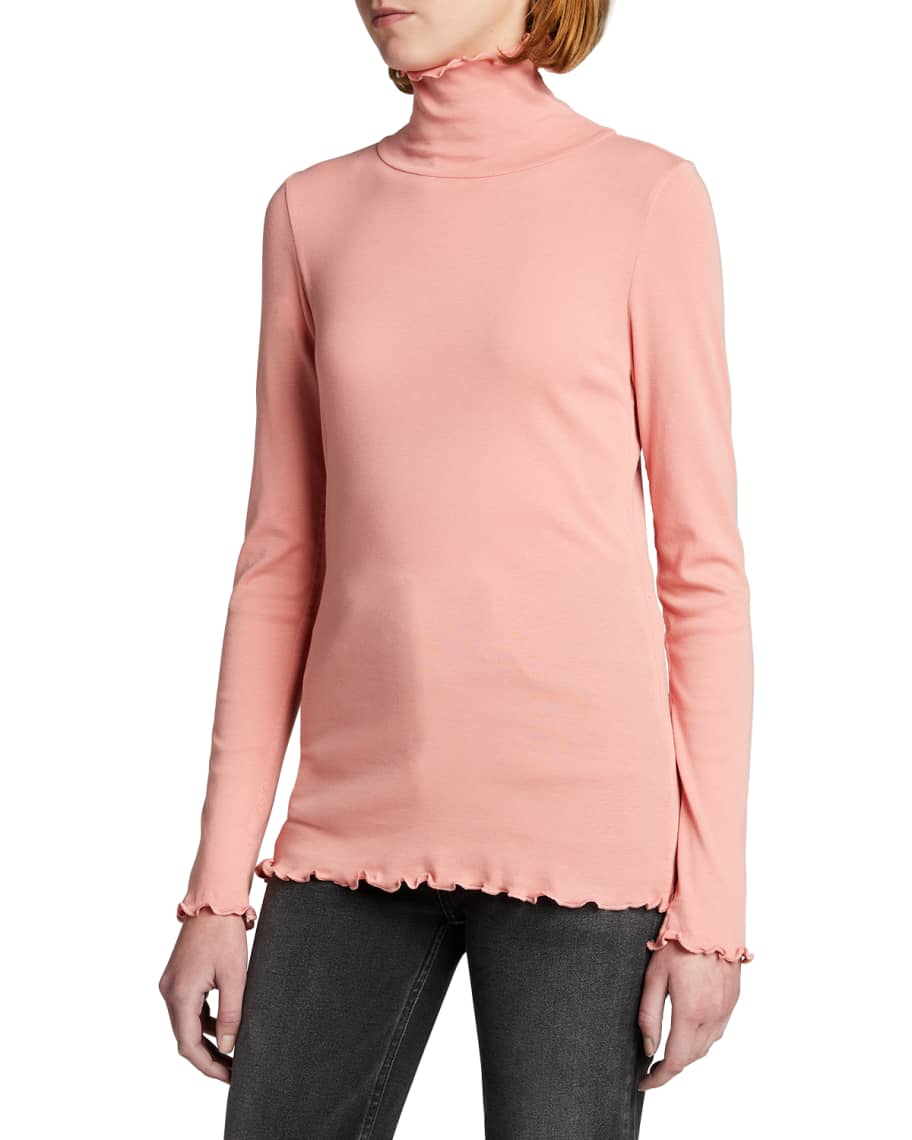 AMO Denim Merrow LettuceEdge Turtleneck Top Neiman Marcus