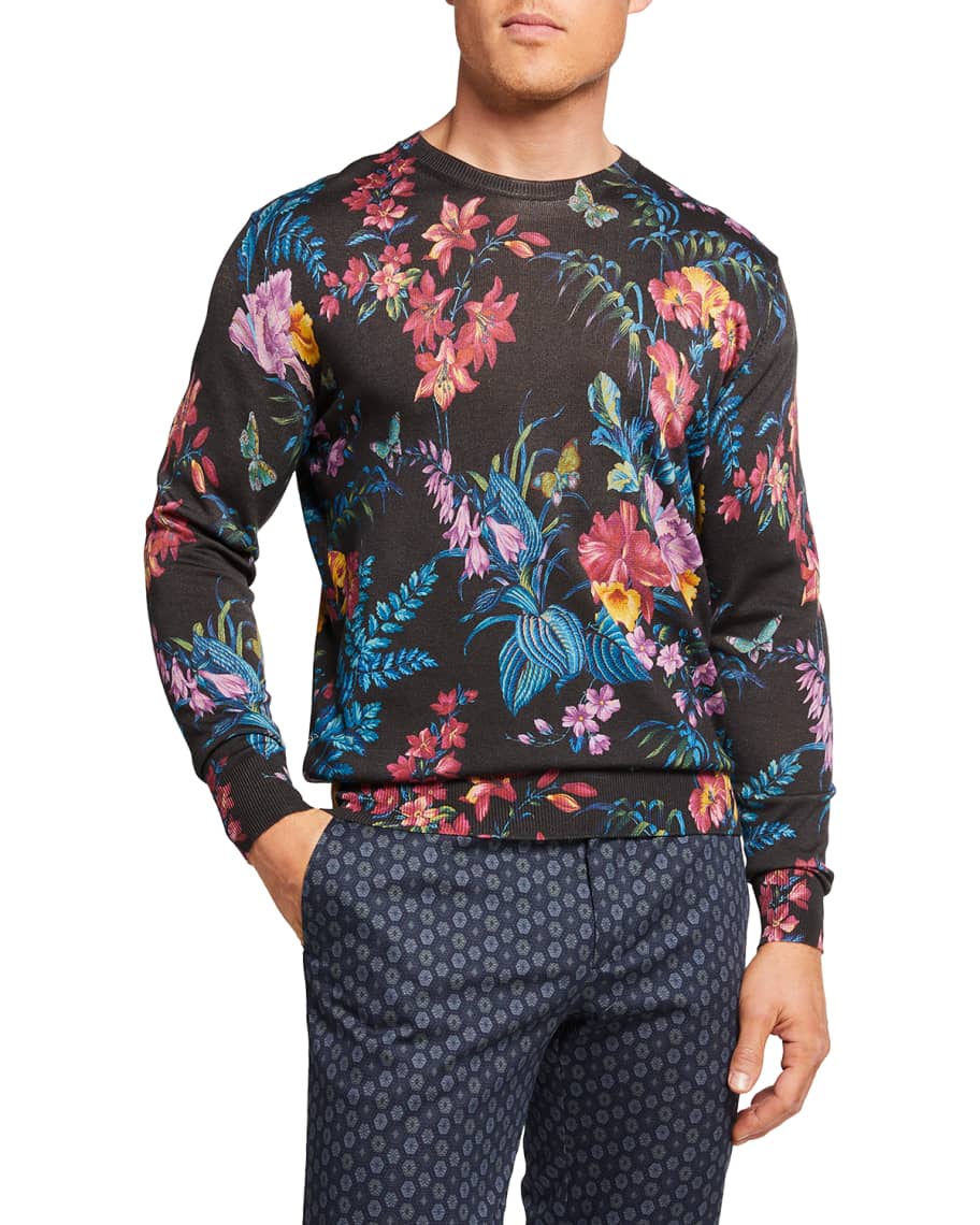 Mens floral 2025 crewneck sweatshirt