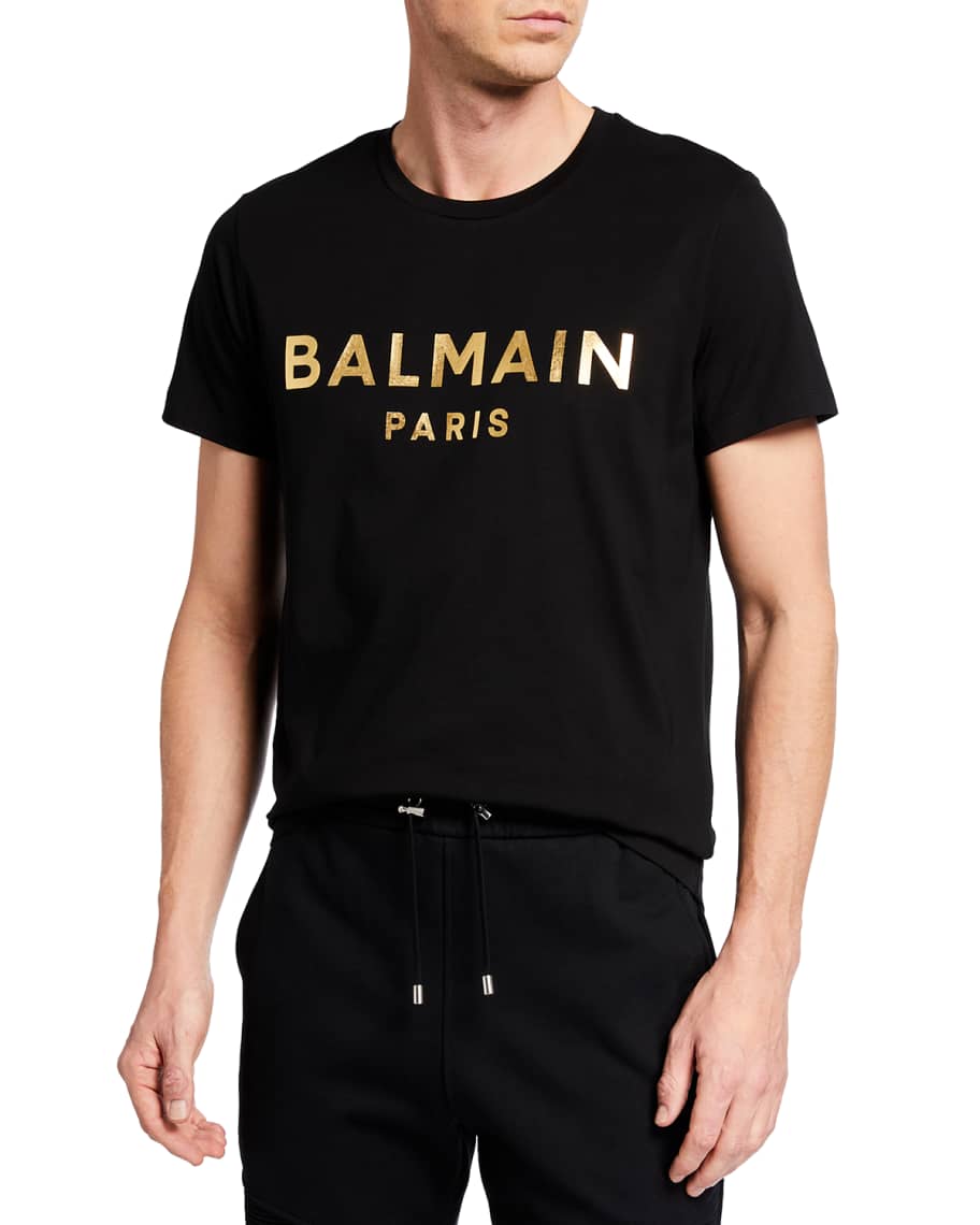 Balmain Men's Foil-Logo T-Shirt | Neiman Marcus