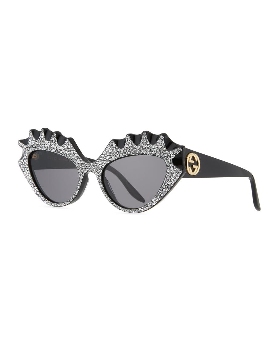 Gucci Hollywood Forever Irregular Acetate Cat-Eye Sunglasses  display picture 3