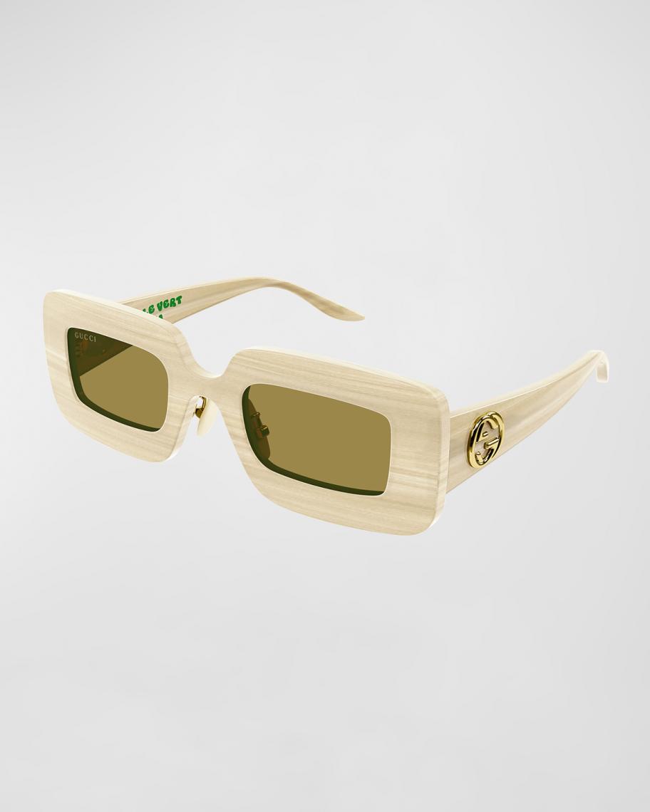 Gucci Hollywood Forever Rectangular Acetate Sunglasses with  display picture 3