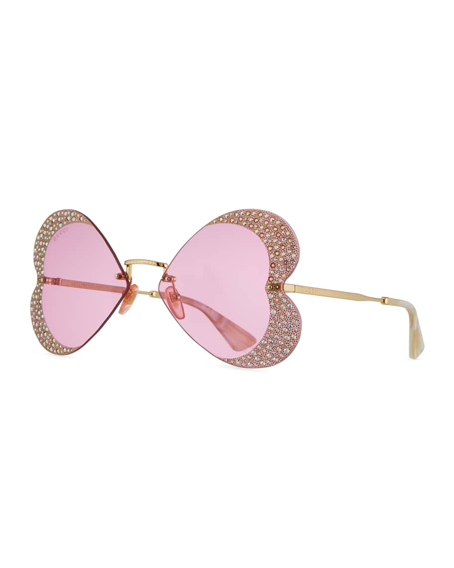 Gucci Hollywood Forever Rimless Metal Heart Sunglasses with