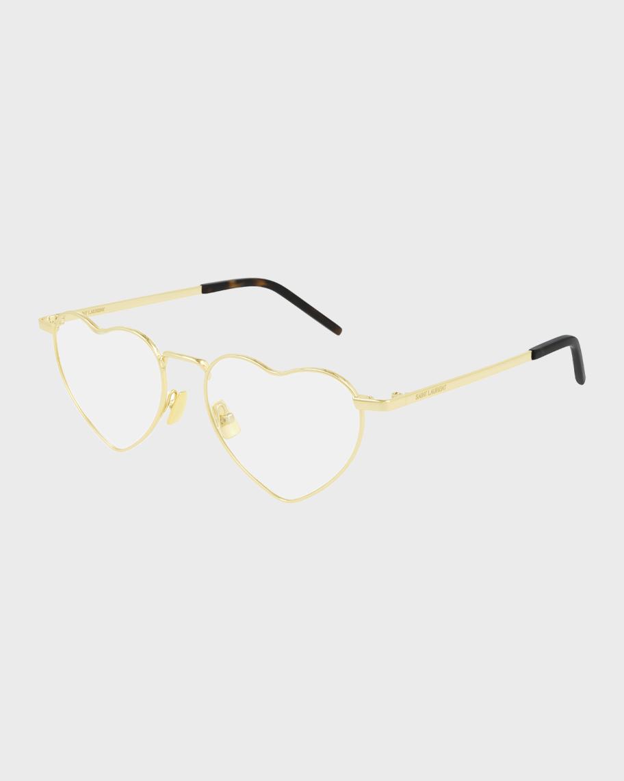 Saint Laurent Loulou Heart-Shaped Metal Optical Glasses  display picture 1