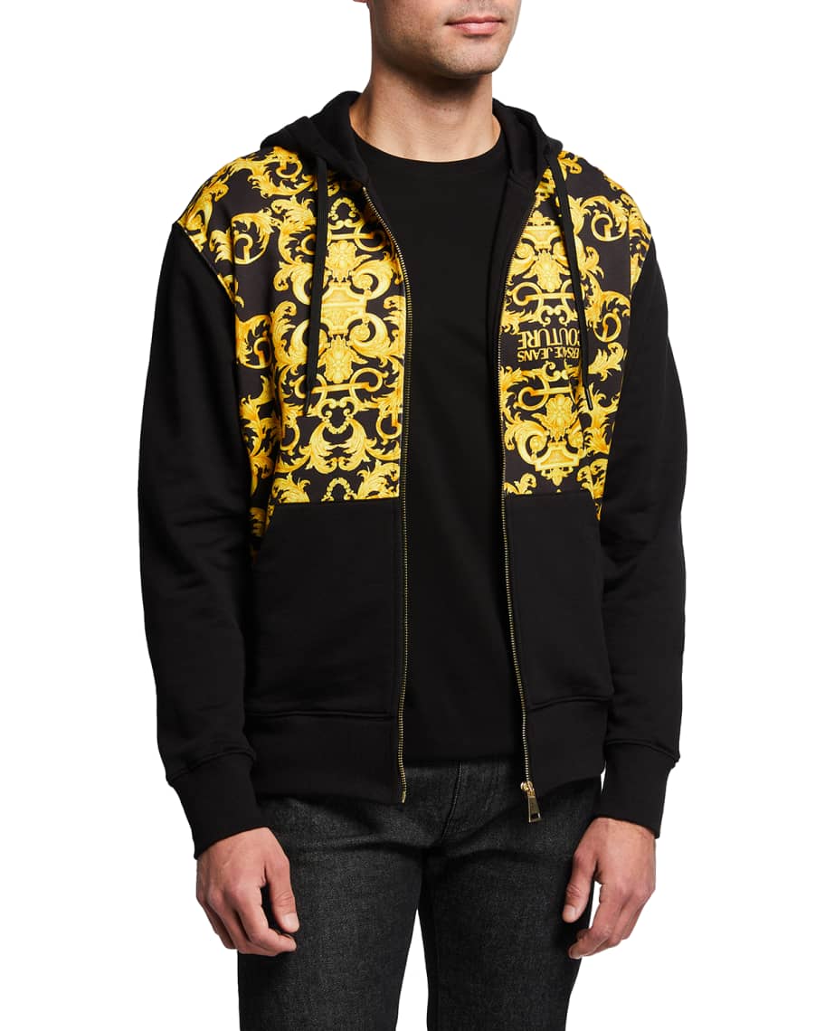 new VERSACE black gold Barocco Hibiscus Medusa cotton pullover