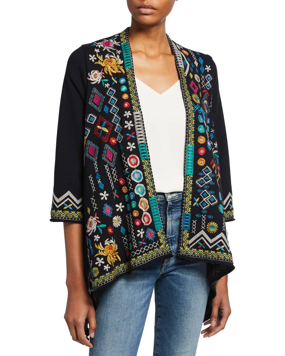 Johnny Was Plus Size Prisca Draped French Terry Cardigan | Neiman Marcus