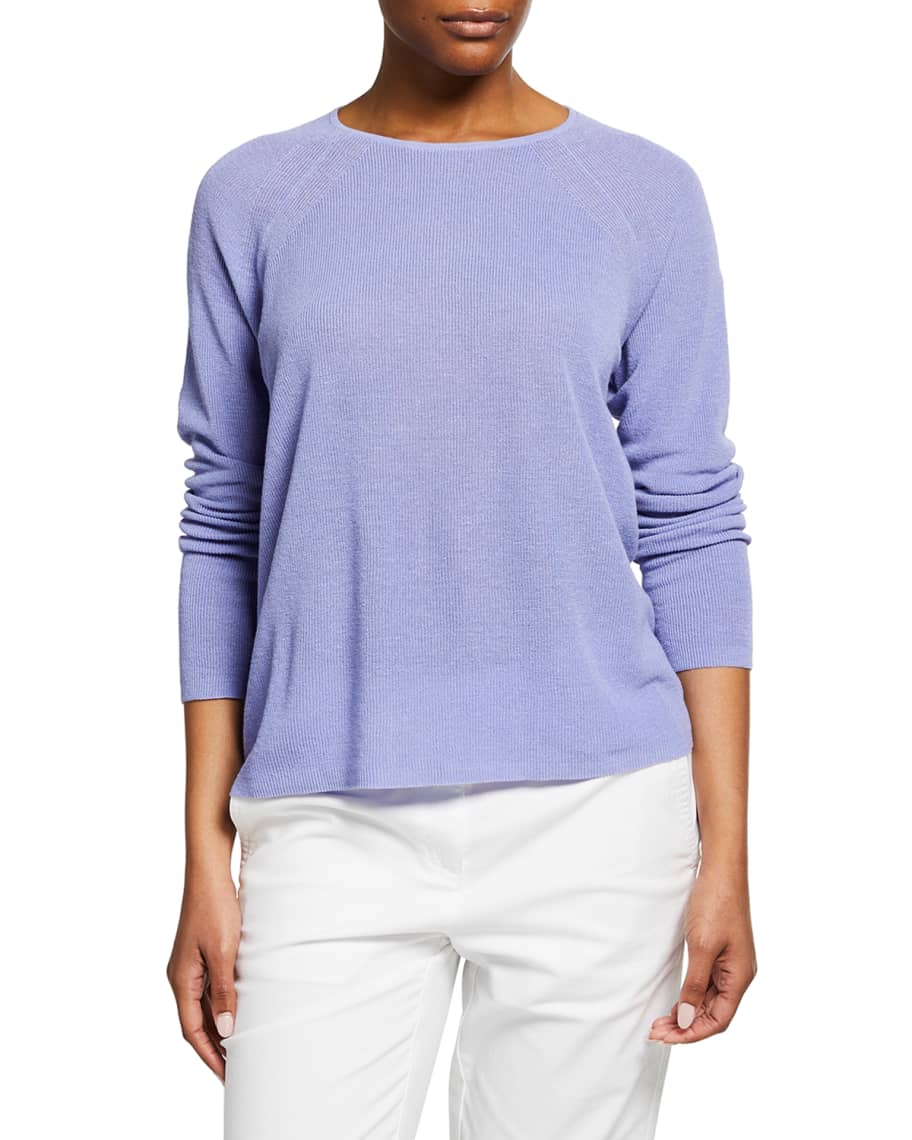 Eileen Fisher Organic Linen-Cotton Raglan-Sleeve Sweater | Neiman Marcus