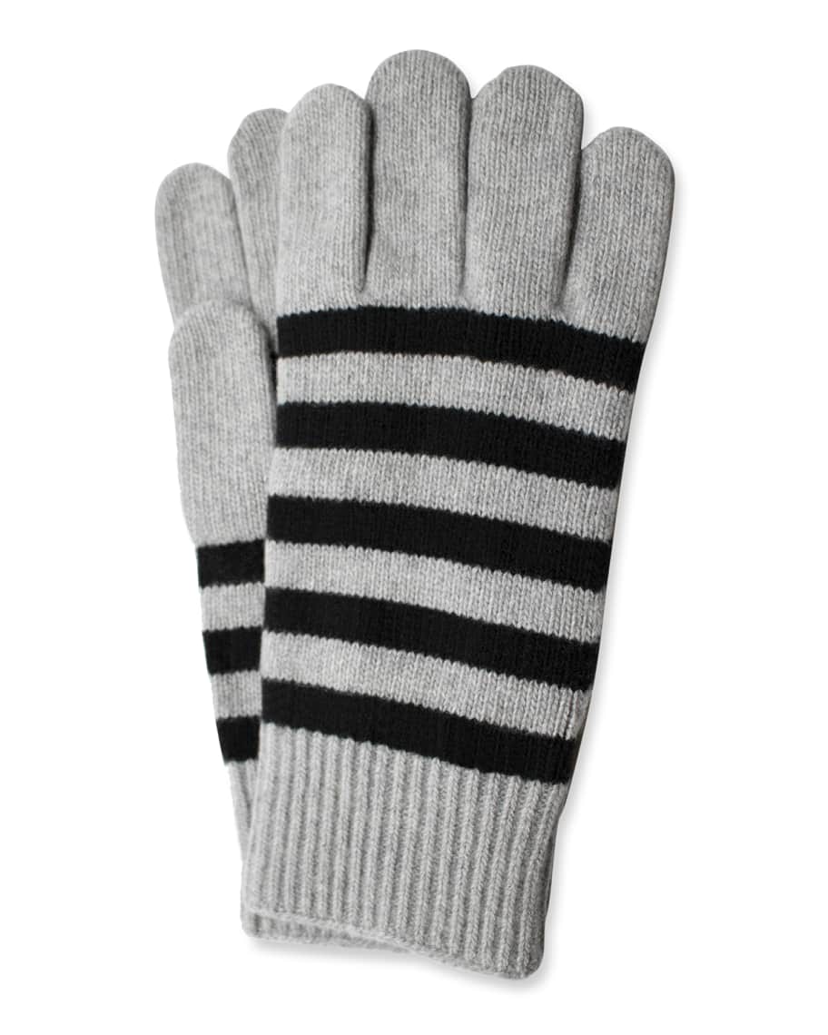 Portolano Men's Cashmere Striped Gloves | Neiman Marcus