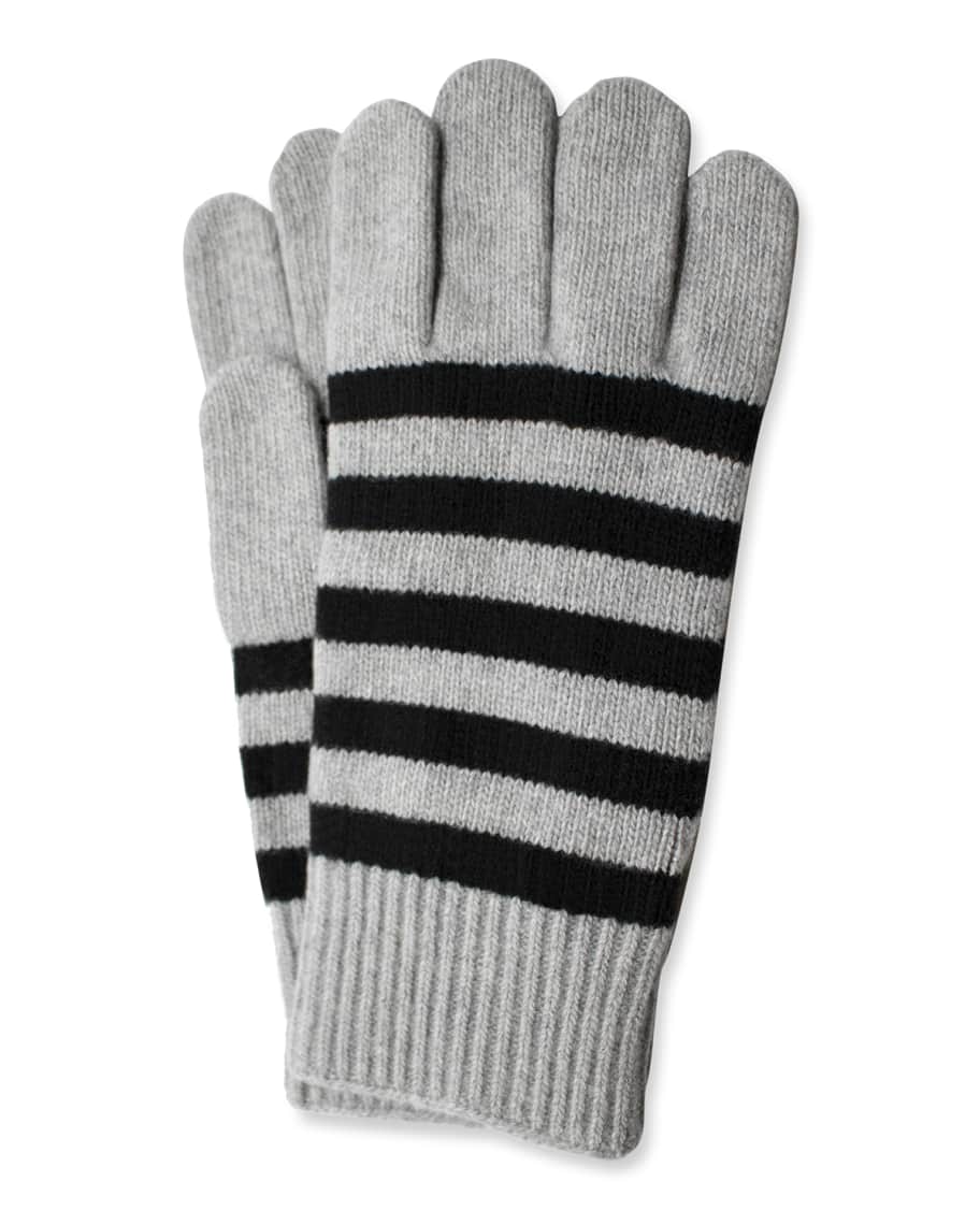 Portolano Men's Cashmere Striped Gloves Neiman Marcus